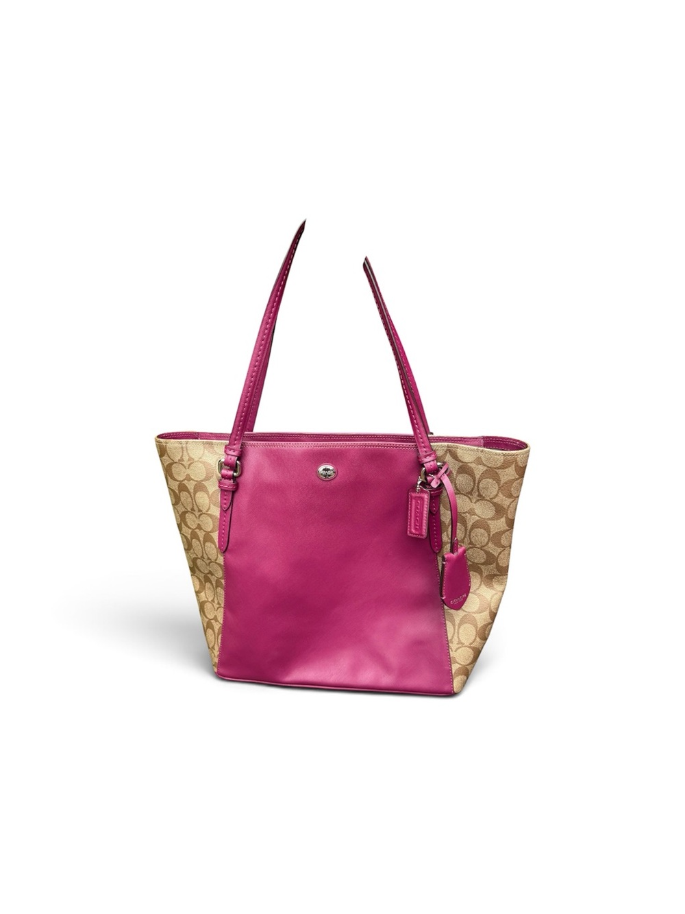 Coach signature passion berry/tan two tone leather shoulder bag/purse F30301